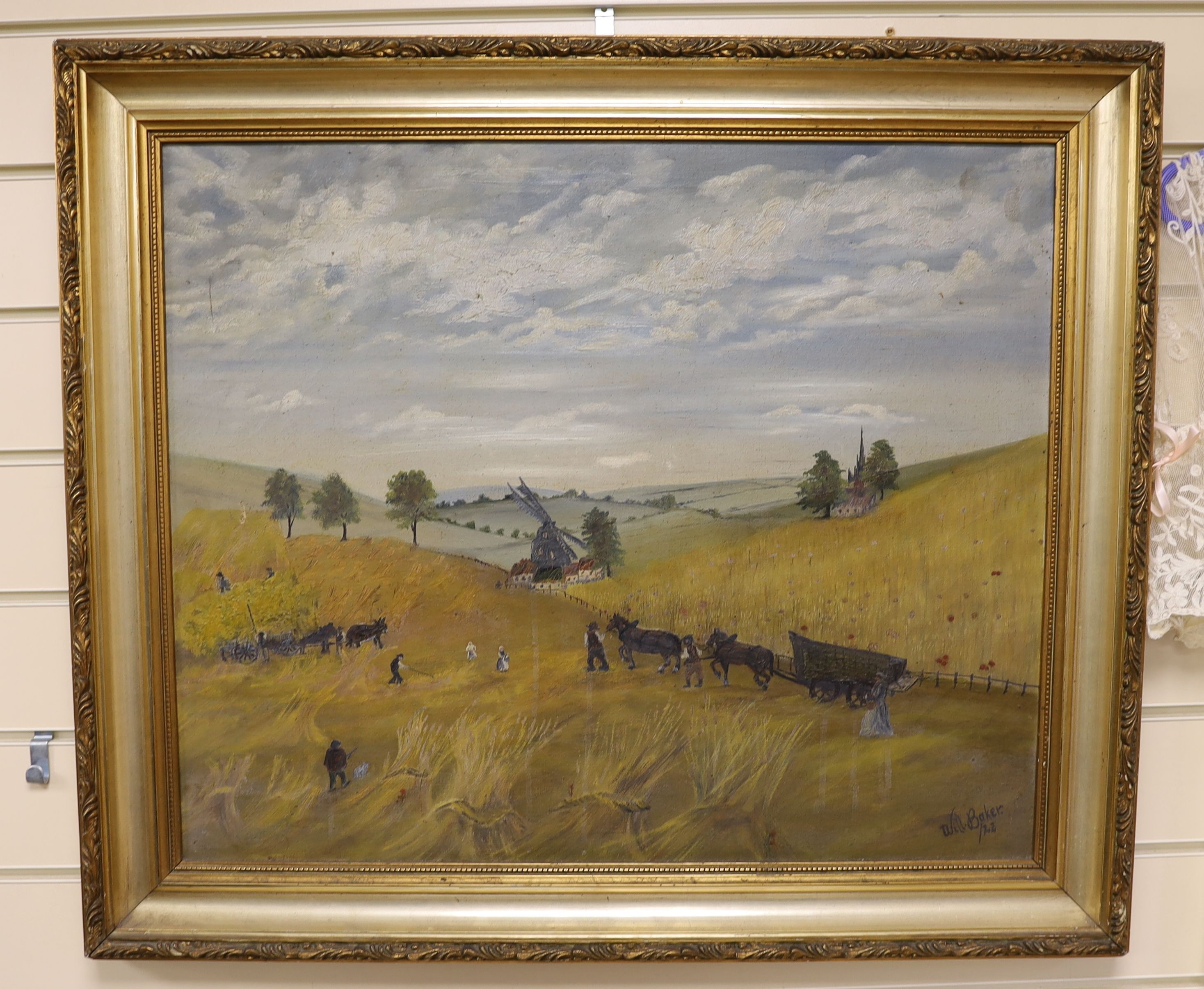 William Baker (American), oil on canvas, “Amish farming settlement’, signed and dated ’22, 50 x 60cm. *This lot is being sold in aid of the charity Dogs Trust UK with 100% of the hammer price going to the charity